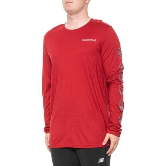 Smartwool Long Sleeve Tee With Mens XL Red Arm Paches - Picture 1 of 5